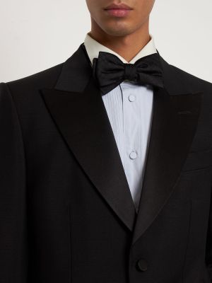 Jedwabny krawat z kokardką Gucci czarny