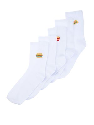 Памучни чорапи бродирани Trendyol бяло