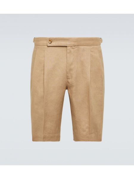 Pantaloncini di lino Incotex marrone