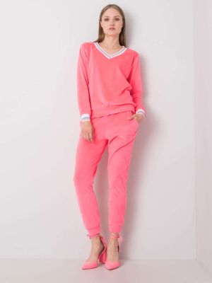 Velurové sportovní kalhoty Fashionhunters růžové