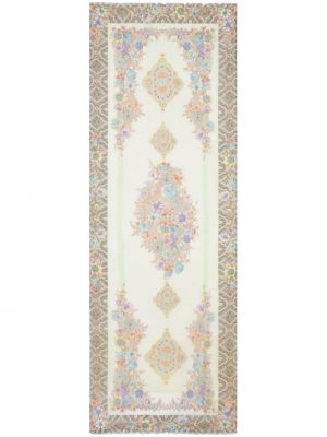 Копринен шал на цветя с принт Etro бяло