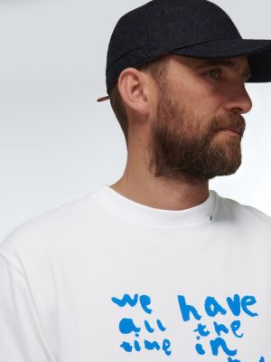 Kokvilnas t-krekls ar apdruku džersija Due Diligence balts