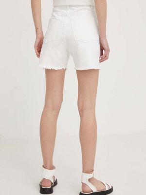 Bavlněné džínové šortky s vysokým pasem Answear Lab bílé