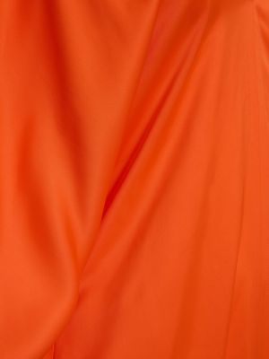 Viskózové saténové dlouhé šaty s výstrihom do v Ferragamo oranžová