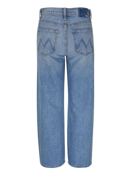 Straight fit džíny s výšivkou Mother modré