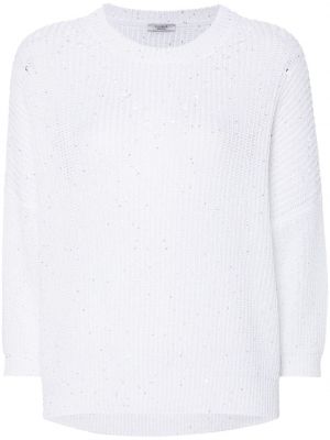 Pletený flitrovaný sveter Peserico biela