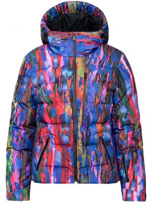 Smučarska jakna s potiskom z abstraktnimi vzorci Aztech Mountain modra