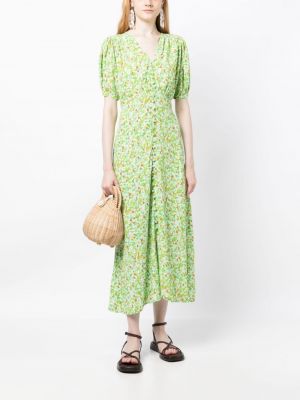 Květinové šaty s potiskem Faithfull The Brand zelené