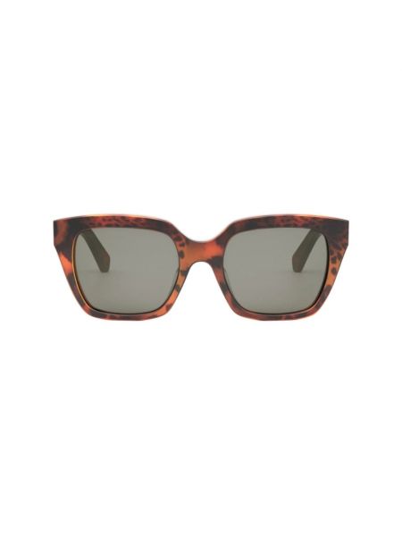Okulary przeciwsłoneczne w panterkę w geometryczne wzory Céline brązowe