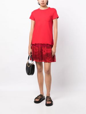 Sukienka mini bawełniana z nadrukiem Sacai czerwona