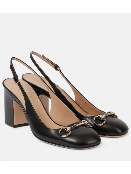 Slingback lær pumps Gucci svart