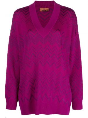 Pullover mit print mit v-ausschnitt Missoni pink