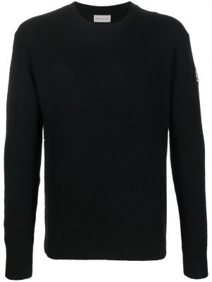 Вълнен пуловер с кръгло деколте Moncler черно