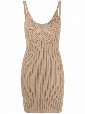 Ermeløs brodert dress Blumarine brun