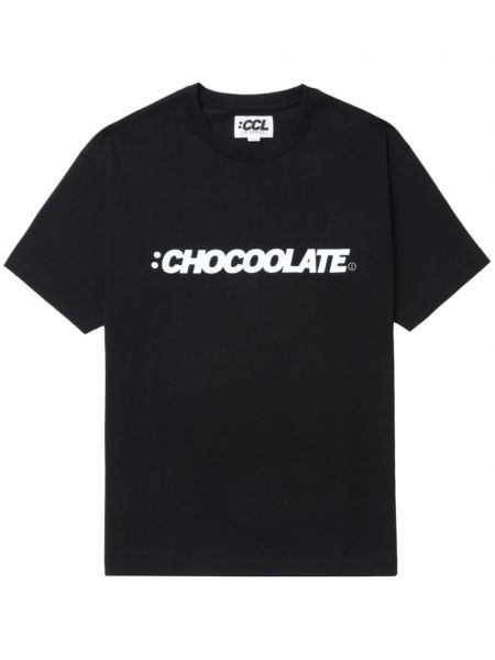 Βαμβακερή μπλούζα με σχέδιο Chocoolate μαύρο