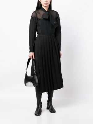 Plisované asymetrické pruhované sukně Sacai černé