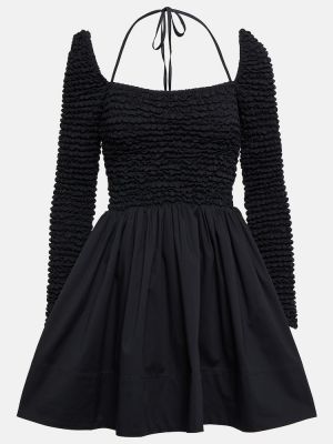 Mini vestido de algodón con volantes Staud negro