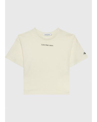 Calvin Klein Jeans Póló Logo IG0IG01536 Ekru Boxy Fit