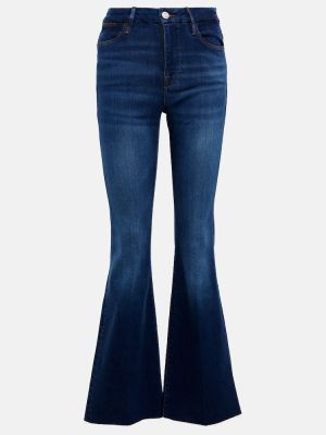 Bavlněné zvonové džíny s vysokým pasem z lyocellu Frame - modrá