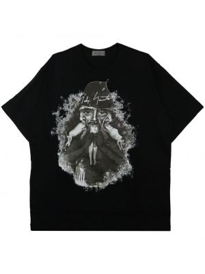 Bombažna majica s potiskom Yohji Yamamoto črna