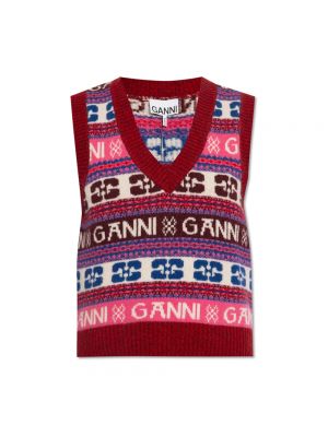 Sweter z dekoltem w serek wełniany Ganni