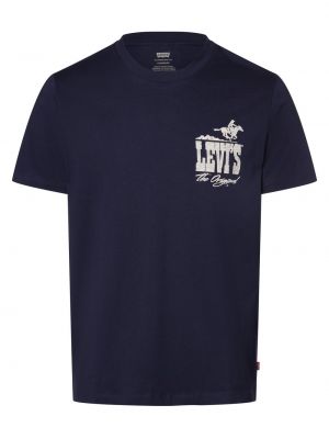 Koszulka bawełniana z nadrukiem z dżerseju Levi's niebieska