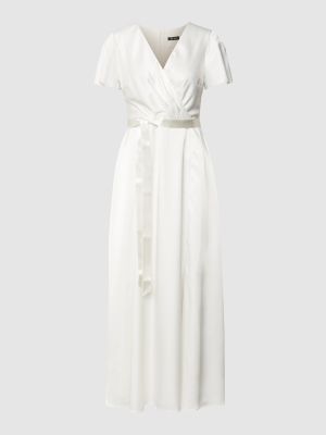 Sukienka na ramiączkach z krótkim rękawem ślubna Paradi biała