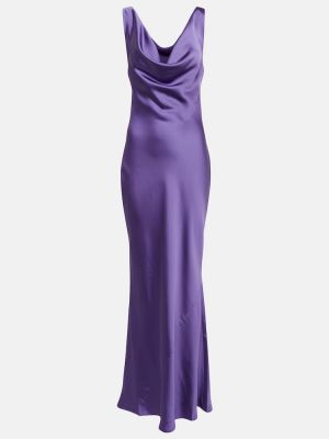 Saténové dlouhé šaty Norma Kamali fialové