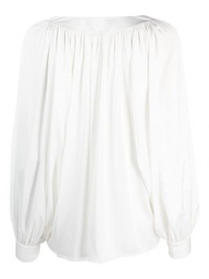 Bluse mit v-ausschnitt mit plisseefalten D.exterior weiß
