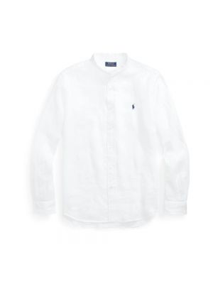 Koszula slim fit ze stójką sportowa Ralph Lauren biała