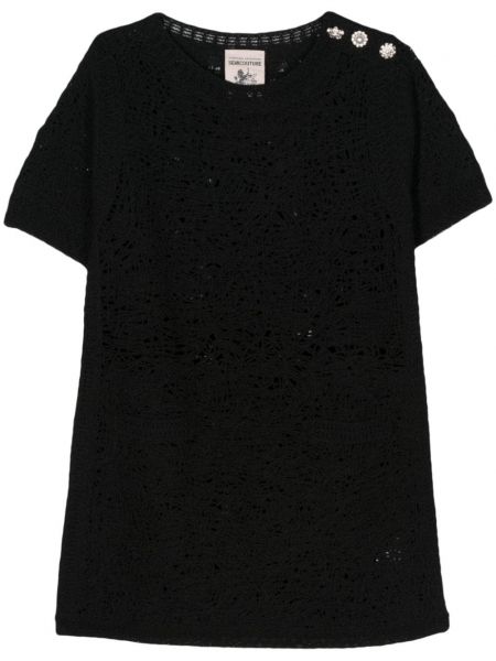 Mini robe en tricot avec manches courtes Semicouture noir