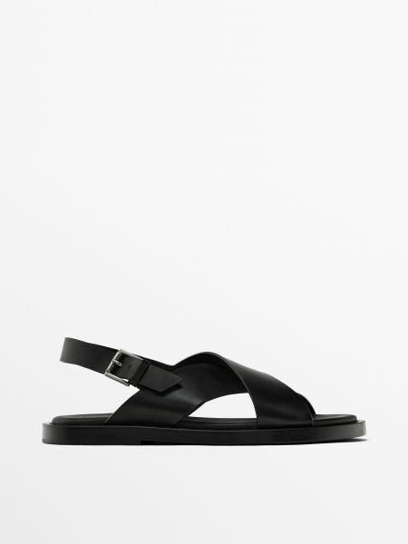 Кожаные сандалии Massimo Dutti черные
