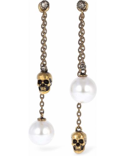 Boucles d'oreilles avec perles à boucle en cristal Alexander Mcqueen doré
