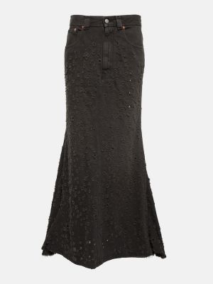 Džínová sukně s oděrkami Mm6 Maison Margiela černé
