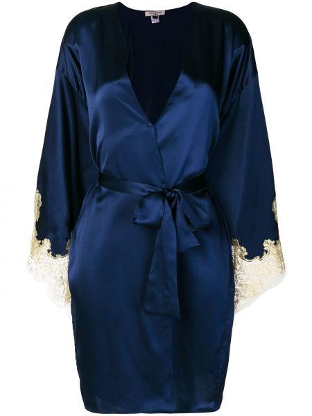 Satenska haljina sa perlicama s čipkom Gilda & Pearl plava