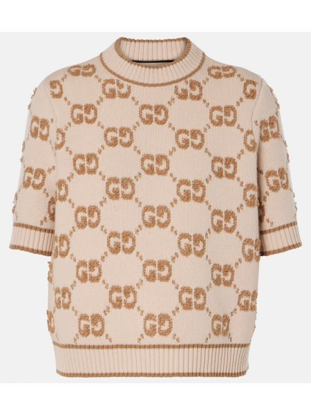 Jacquard ull tröja Gucci beige