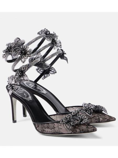 Spitzen leder pumps Rene Caovilla schwarz