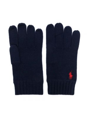 Rękawiczki wełniane Ralph Lauren niebieskie