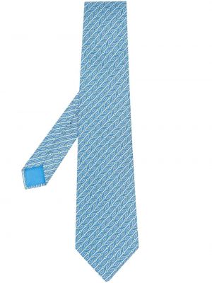 Jedwabny krawat z nadrukiem w abstrakcyjne wzory Hermes