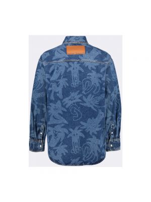 Oversize jeanshemd mit print Palm Angels blau