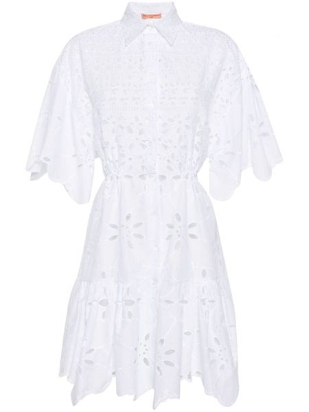 Bavlnené rovné šaty Ermanno Scervino biela