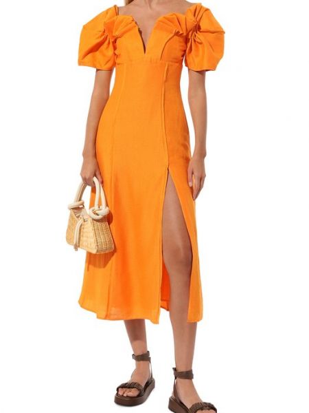 Льняное шерстяное платье Cult Gaia оранжевое