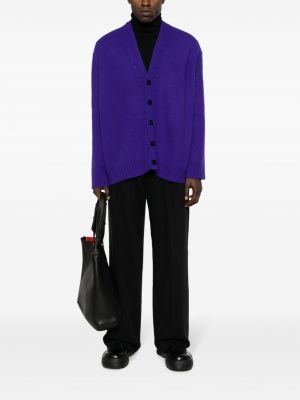 Woll strickjacke mit v-ausschnitt Jil Sander lila