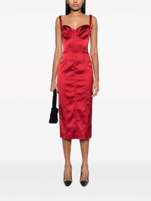 Hedvábné midi šaty Dolce & Gabbana červené