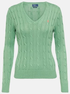 Suéter de algodón de punto de tela jersey Polo Ralph Lauren verde