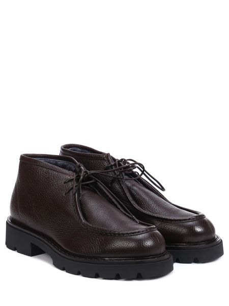 Кожаные ботинки с мехом Casadei коричневые