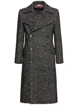 Vlněný kabát Bottega Martinese černý