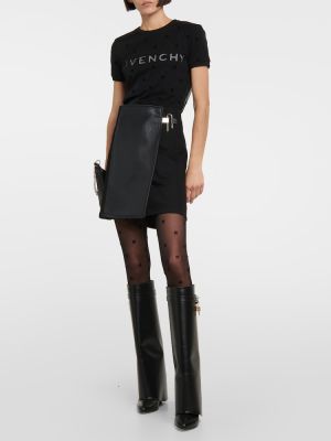 Jersey bombažna majica iz tila Givenchy črna