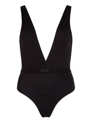Plavky s výstrihom do v Karl Lagerfeld čierna