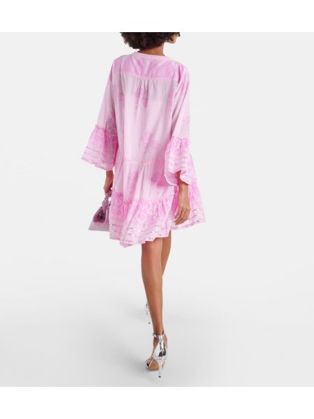 Mini vestido de algodón con estampado Juliet Dunn rosa